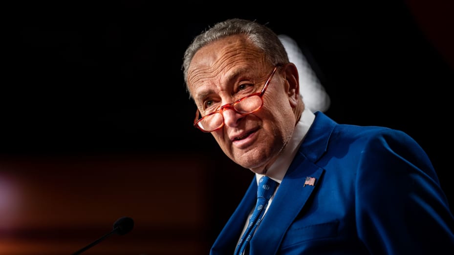 Senate Majority Leader Chuck Schumer, D-N.Y., discusses the Inflation Reduction Act on Aug. 7, 2022 in Washington, D.C.