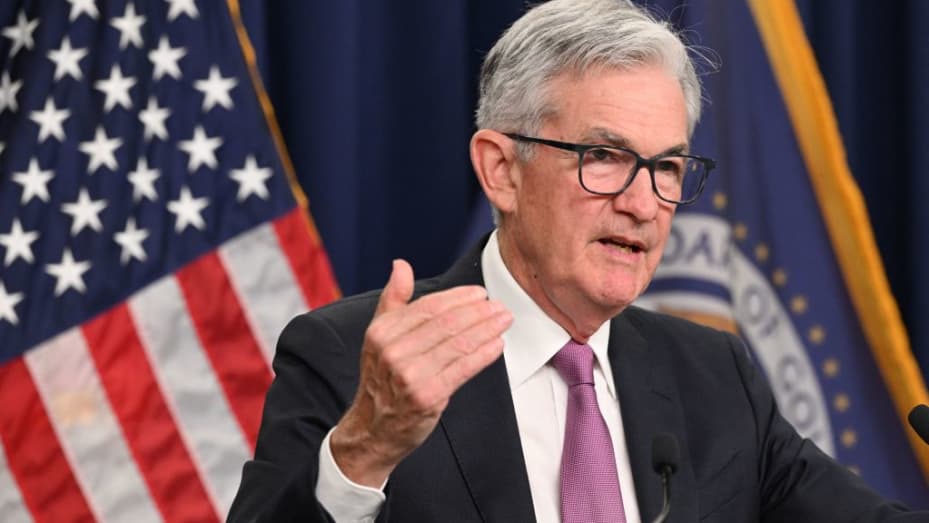 U.S. Federal Reserve Board Chairman Jerome Powell speaks during a news conference at the headquarters of the Federal Reserve, July 27, 2022 in Washington, DC.