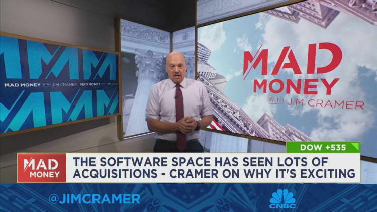 Software company acquisitions are a bullish sign for the sector's stocks, Cramer says