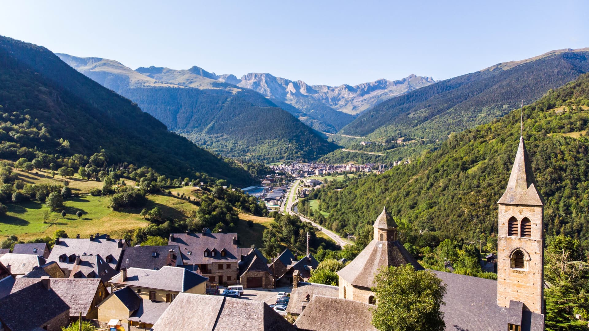 The Val d'Aran in the Pyrenees mountains, a range that runs along the French-Spanish border.