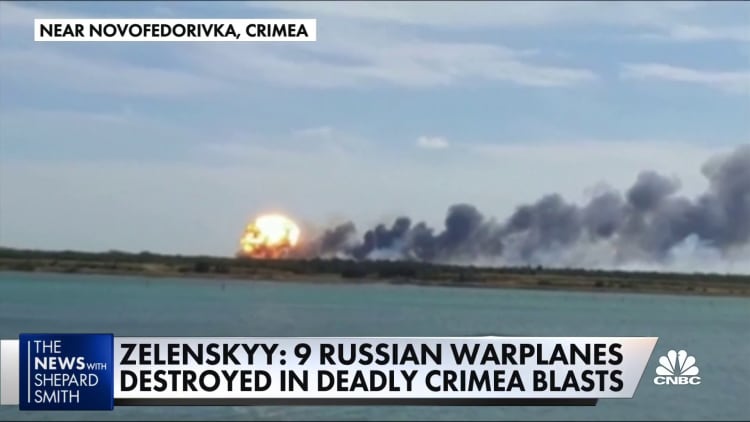 Explosions at Russian air base in Crimea destroy 9 warplanes
