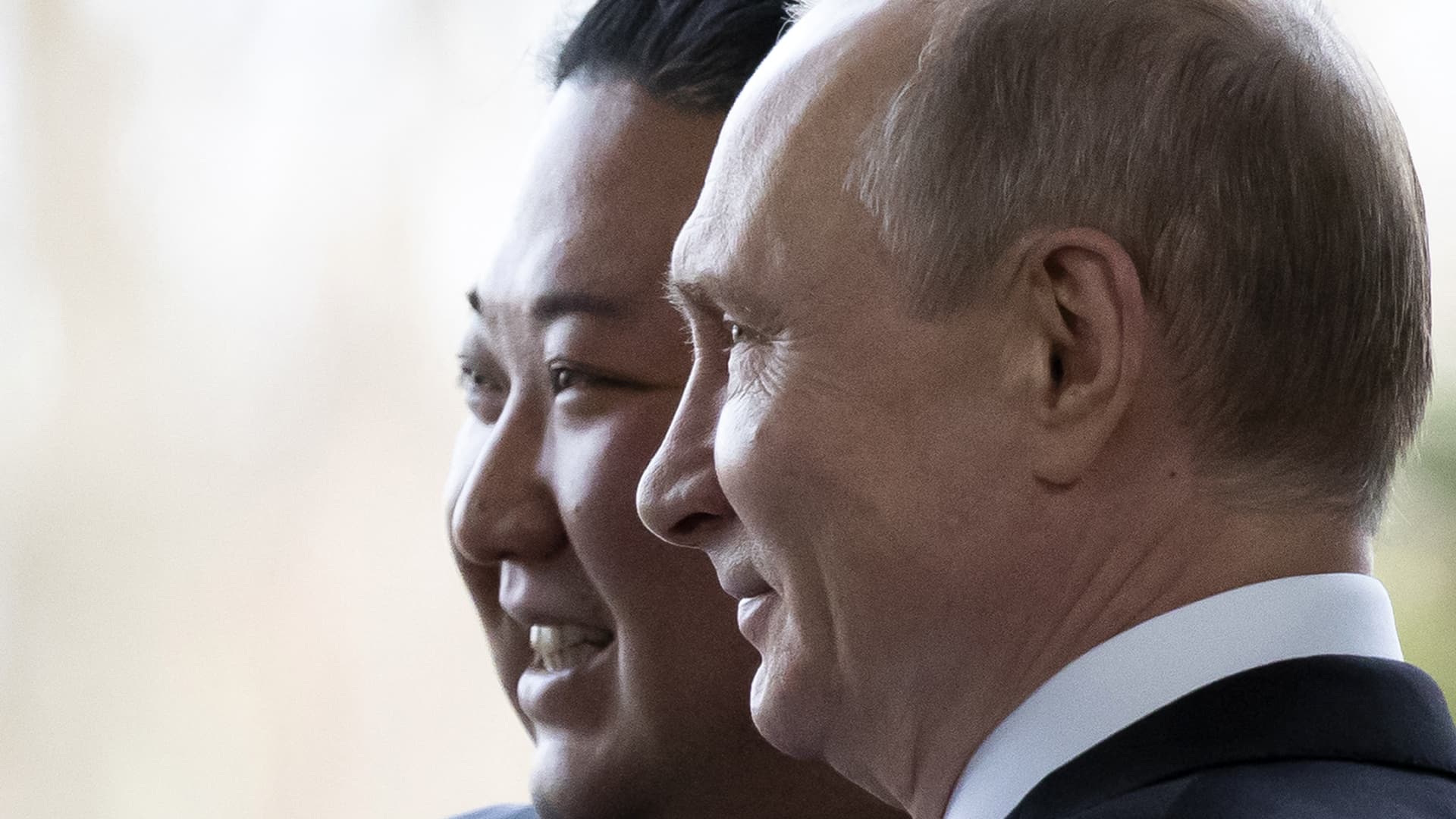 Russian President Vladimir Putin and North Korean leader Kim Jong Un held talks in 2019.