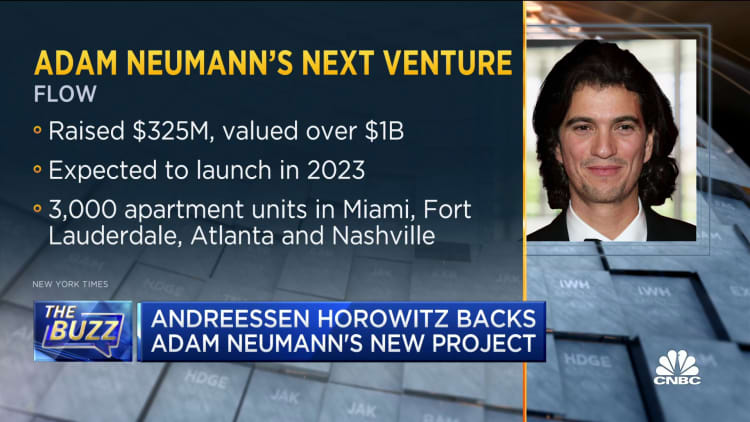 Andreessen Horowitz backs Adam Neumann's new venture