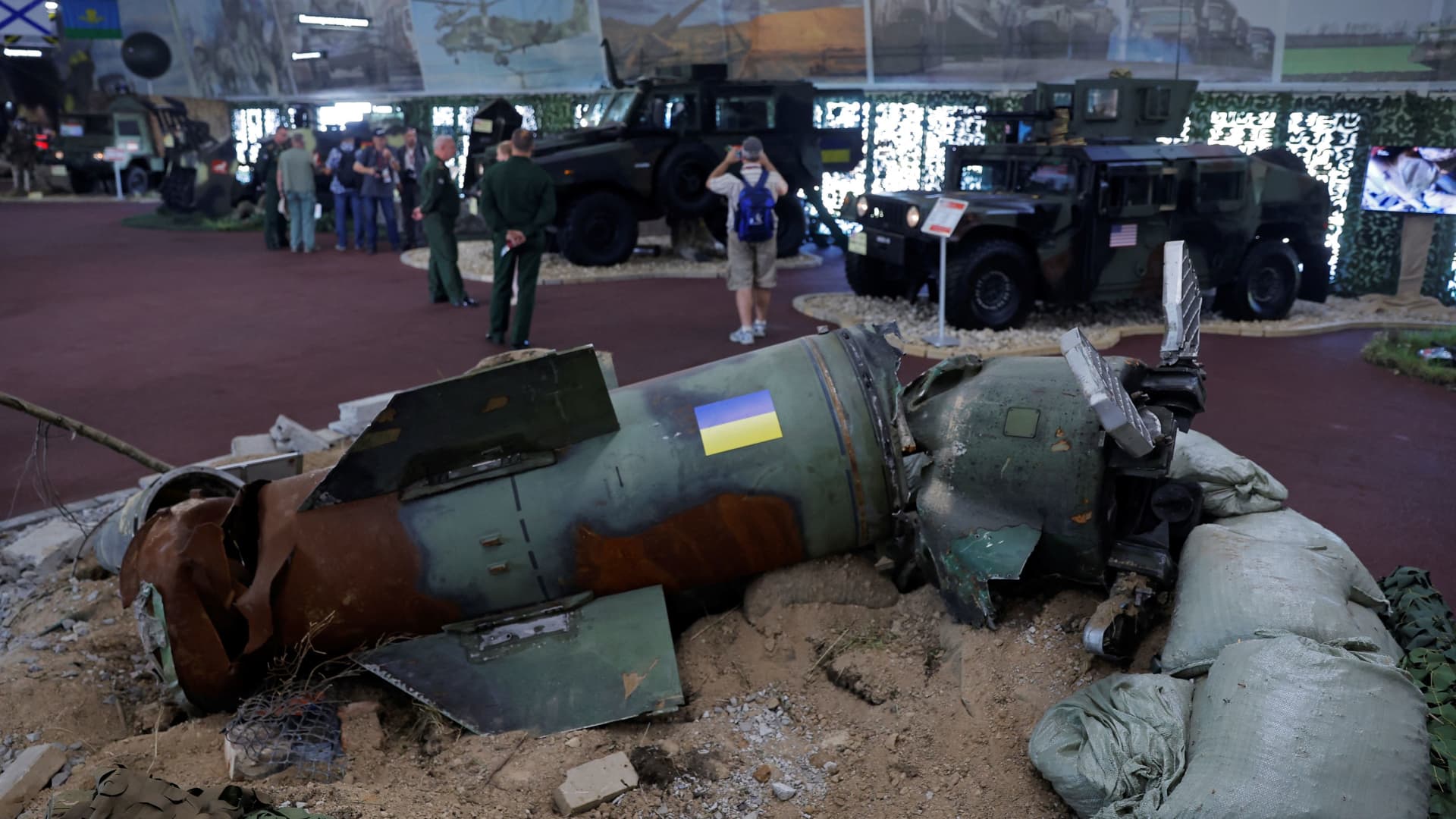 Remains of the Tochka-U missile are on display during the exhibition of weaponry and equipment that, according to the Russian defence ministry, were captured during the military conflict in Ukraine, at the international military-technical forum Army-2022 at Patriot Congress and Exhibition Centre in the Moscow region, Russia August 17, 2022. 