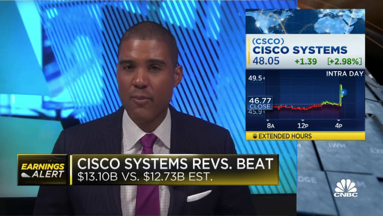 Cisco beats on top and bottom lines, shares up