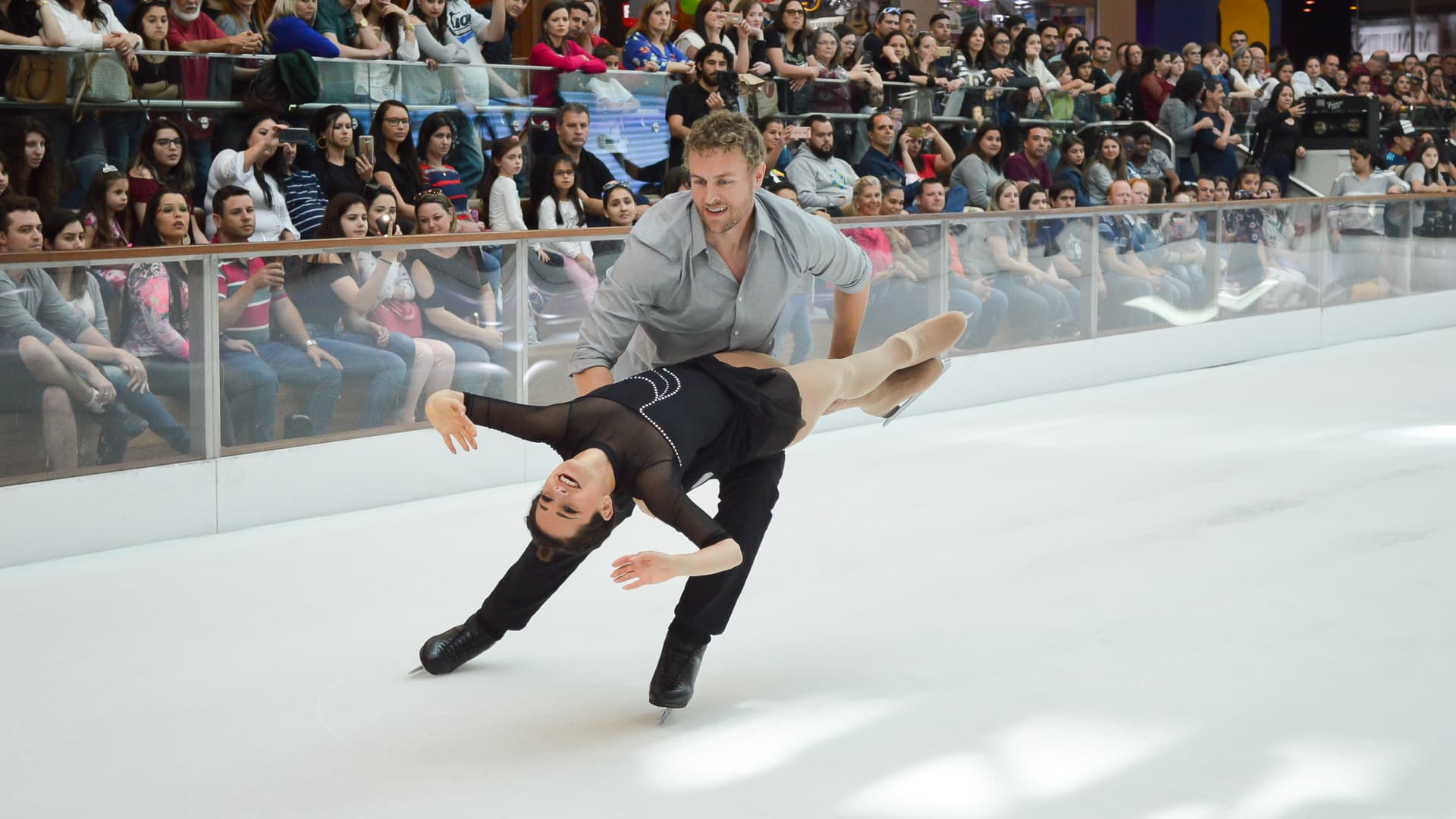 Krause and Alvin perform at an ice show in Brazil in 2018. They skated with Disney on Ice for six and 11 years, respectively, and visited every continent but Antartica.