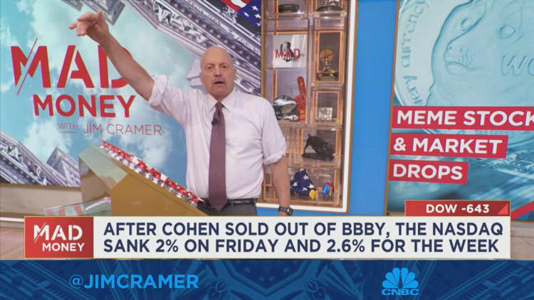 Jim Cramer explains why meme-stock froth has been bad news for the Nasdaq