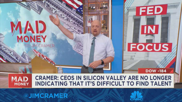 Shares of money-losing companies could fall further as the Fed stays hawkish, says Cramer