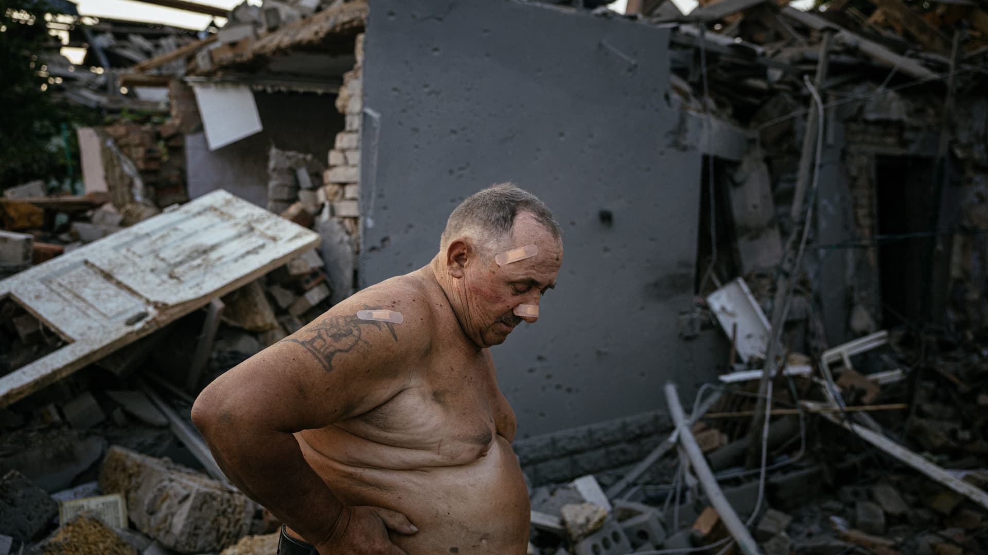 A destroyed house following a missile strike in Mykolaiv on Aug. 29, 2022, amid the Russian invasion of Ukraine.