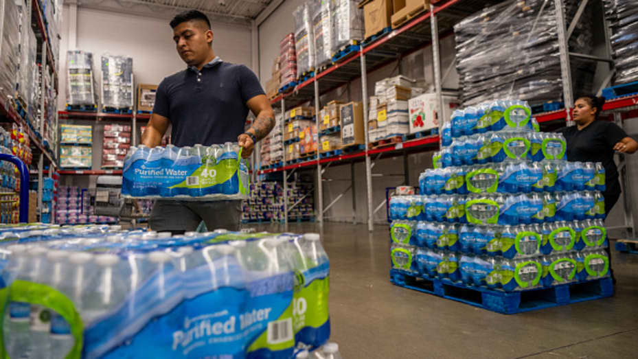 A customer stocks up on bottled water in a Sam's Club during a heatwave on July 21, 2022 in Houston, Texas.