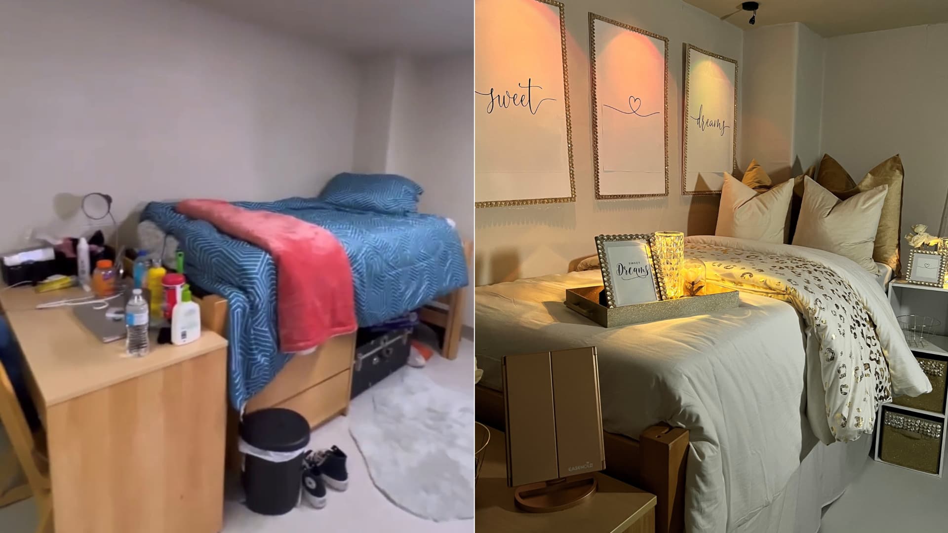 Johnson told CNBC Make It that she spent about $250 to transform her sister's roommate side of the dorm room.