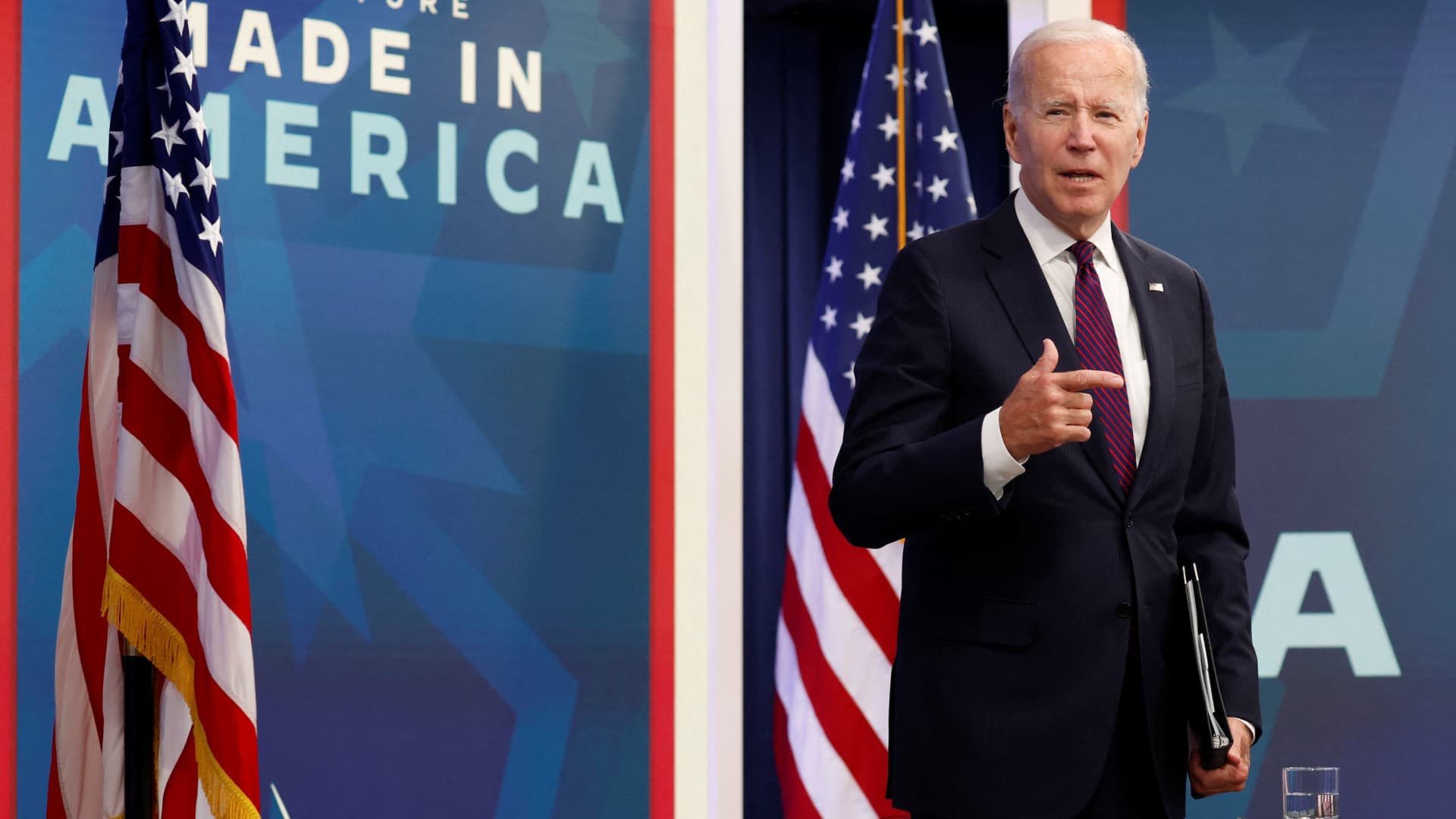 U.S. President Joe Biden speaks to reporters after an event to discuss his “American Rescue Plan” investments in regional communities, at an auditorium on the White House campus in Washington, U.S. September 2, 2022.