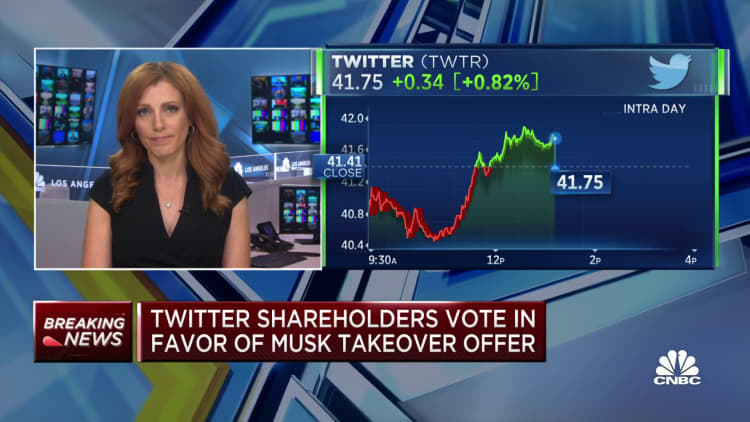 Twitter shareholders vote in favor of Elon Musk's takeover