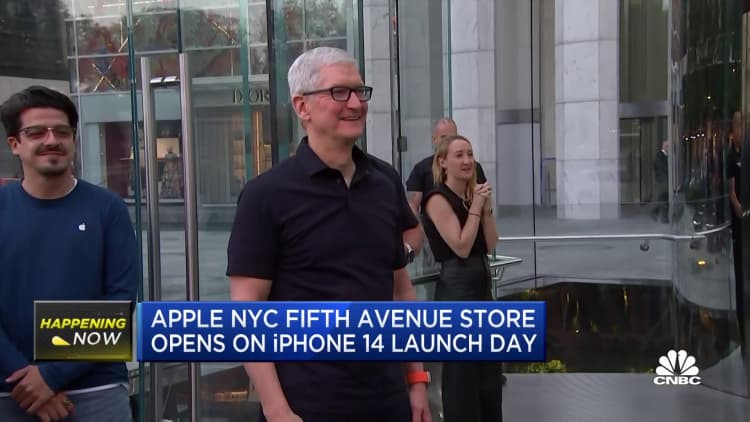 Apple CEO Tim Cook arrives in New York for iPhone 14 launch