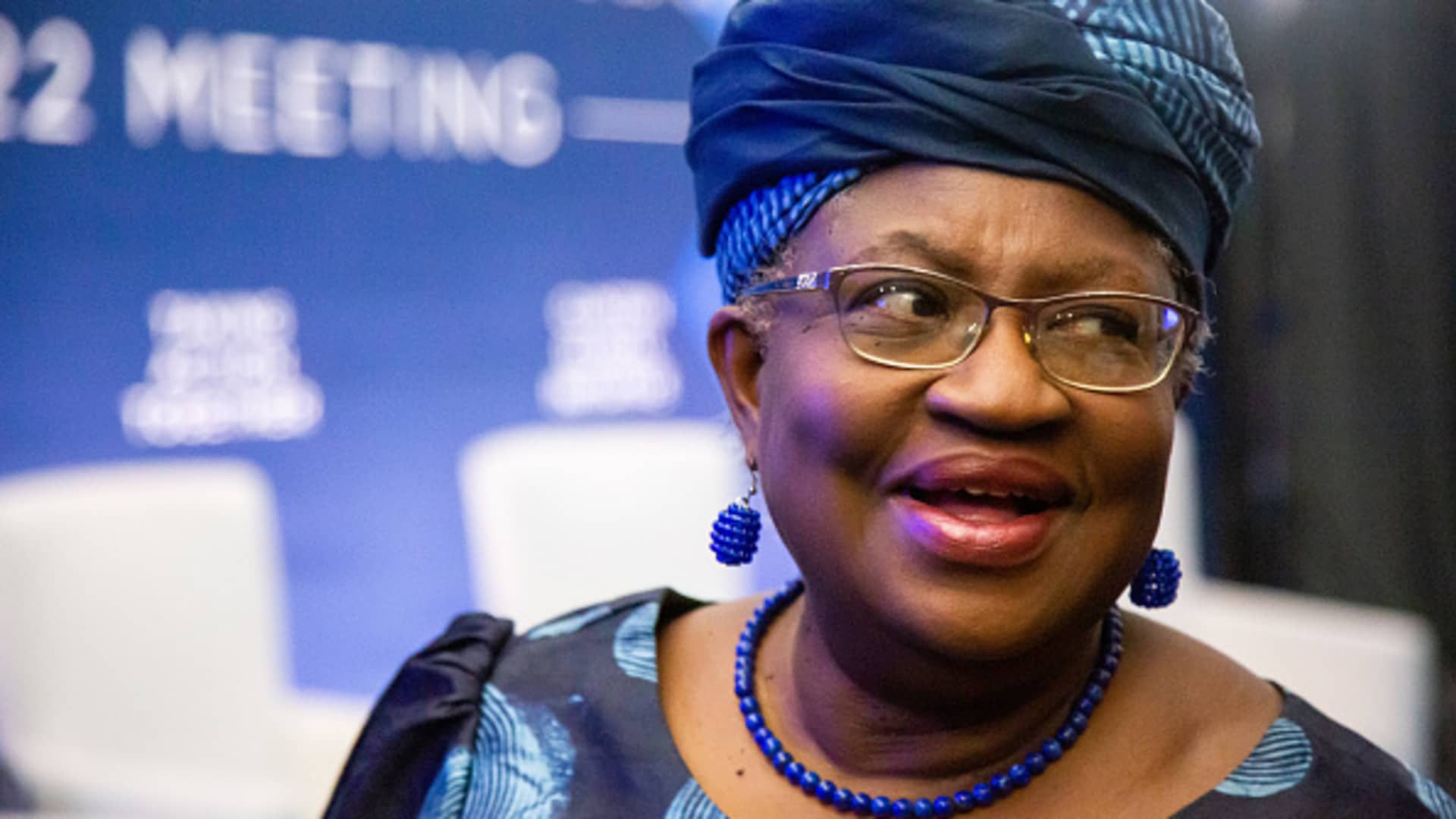 Ngozi Okonjo-Iweala, director general of the World Trade Organization (WTO), speaks during the Clinton Global Initiative (CGI) annual meeting in New York, on Monday, Sept. 19, 2022.