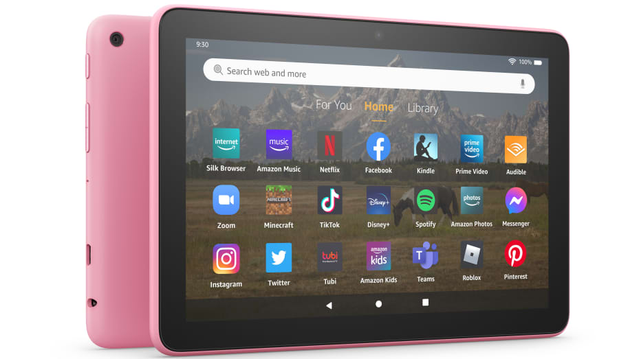 Amazon Fire HD 8 tablet in rose.