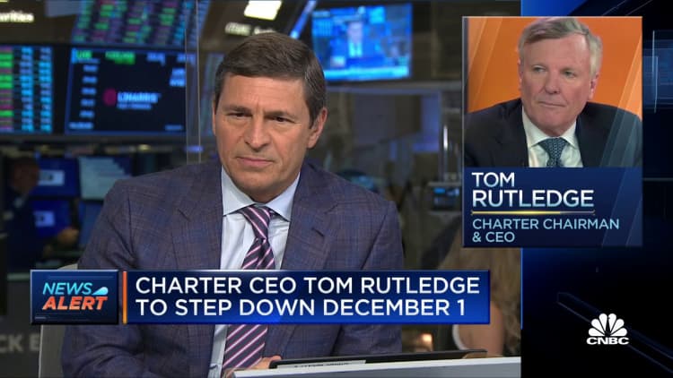 Charter CEO Tom Rutledge resigns, will remain in charge.  Chairman until 2023