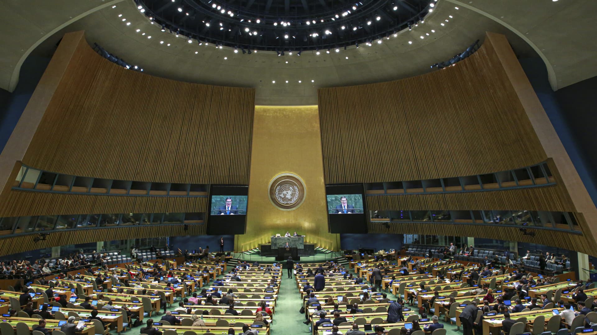 A view of the 74th United Nations General Assembly on September 28, 2019 in New York City.