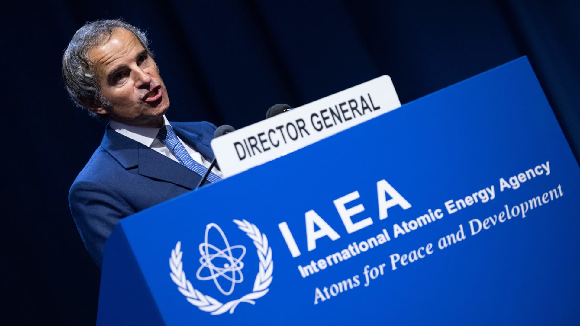 Rafael Grossi, Director General of the International Atomic Energy Agency (IAEA), speaks during the IAEA's General Conference at the agency's headquarters in Vienna, Austria on September 26, 2022.