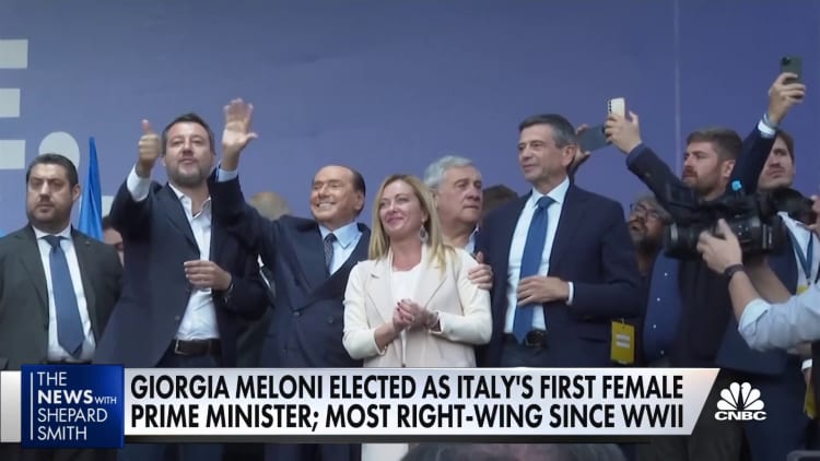 Far right Italian politician Giorgia Meloni elected Italy's first female PM