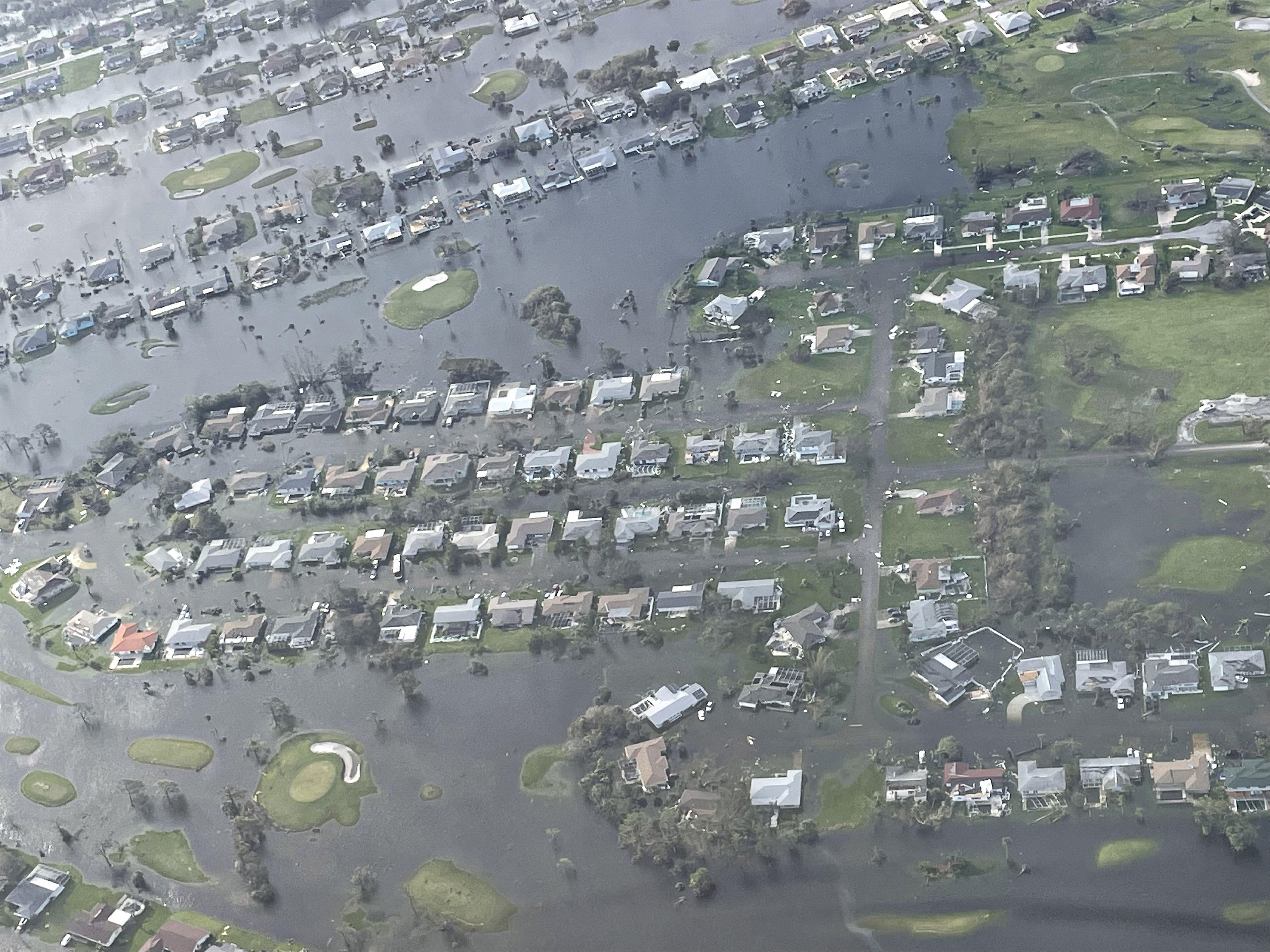 Aerials of the damage wrought by Hurricane Ian on Lee County, Florida