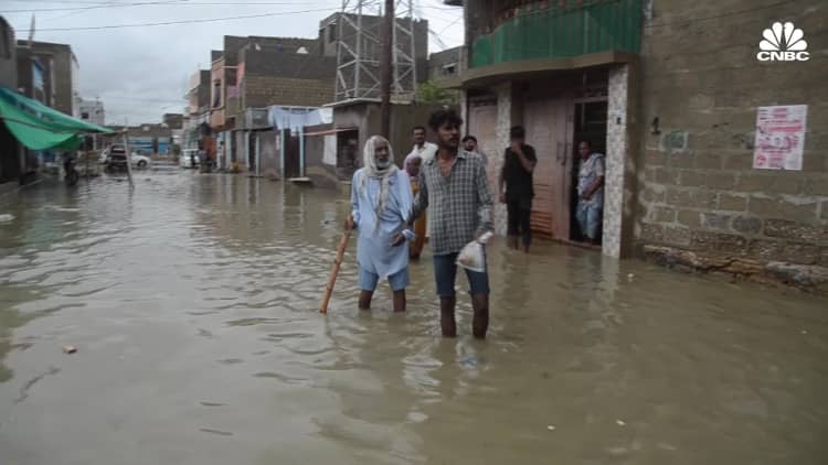 역사적 홍수로 어려움을 겪고 있는 파키스탄