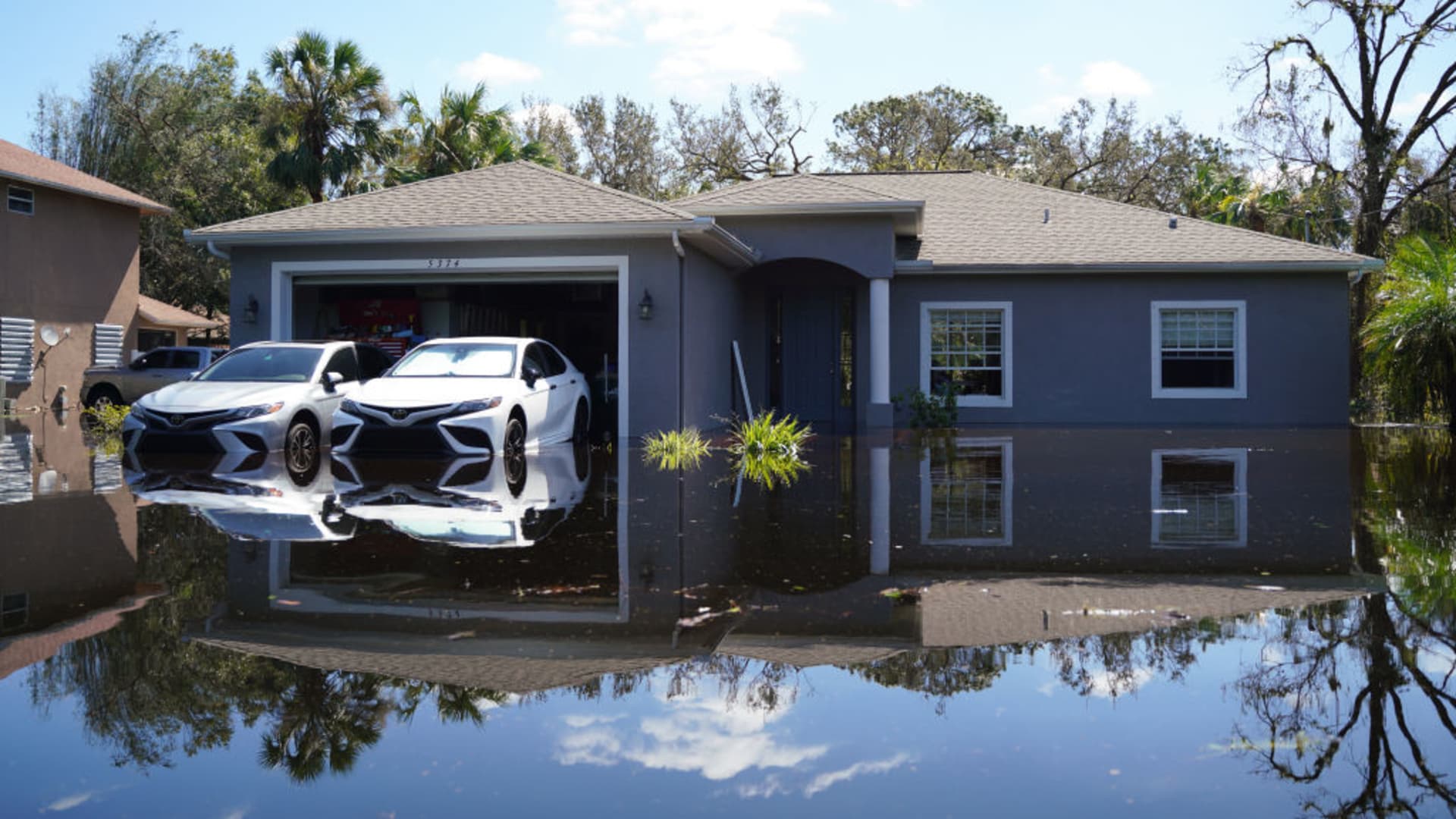 A view from the area after Hurricane Ian hits Florida on September 30, 2022 in North Port, Florida, United States. The storm has caused widespread power outages and flash flooding in Central Florida as it crossed through the state after making landfall in the Fort Myers area as a Category 4 hurricane.