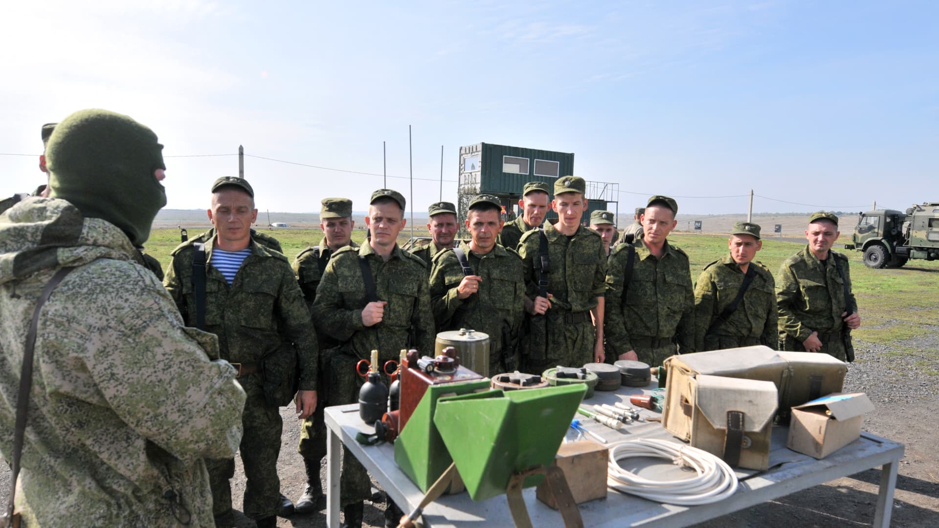 Russian citizens drafted during the partial mobilization begin their military trainings after a military call-up for the Russia-Ukraine war in Rostov, Russia on October 02, 2022.