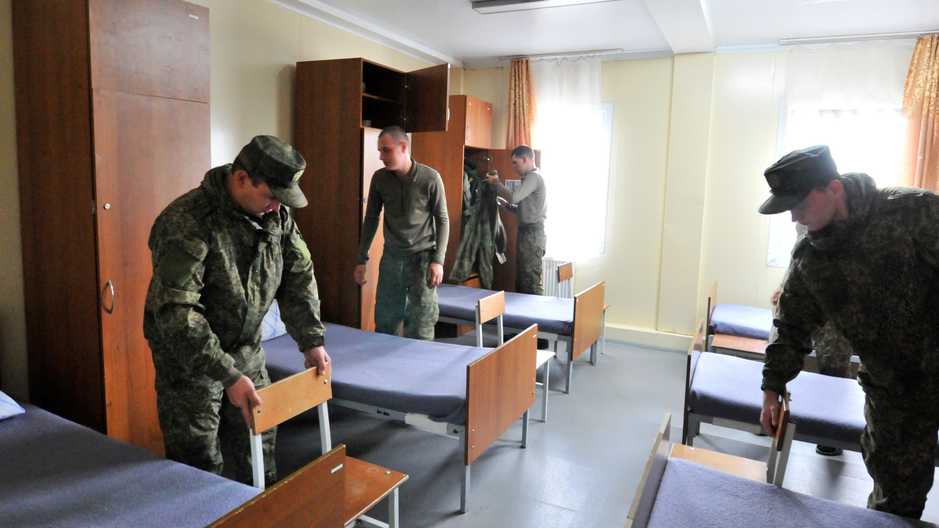 Russian citizens drafted during the partial mobilization begin their military trainings after a military call-up for the Russia-Ukraine war in Rostov, Russia on October 02, 2022.