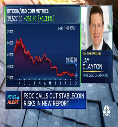 A good start to crypto regulation is with stablecoin, says former SEC Chair Jay Clayton