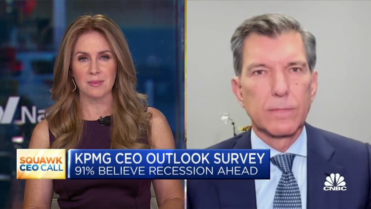 The KPMG CEO Outlook survey shows that 91% of executives believe that a recession is ahead