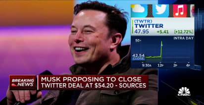 Sources: Musk proposes to close Twitter deal at $54.20 per share