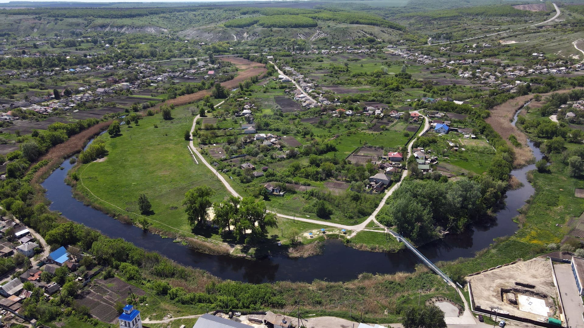 An aerial view of Svatove city, in the Luhansk region of eastern Ukraine. The British Ministry of Defense said Ukrainian formations can now approach the city to strike Russian supplies.