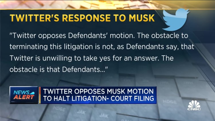Twitter opposes Musk's motion to halt litigation