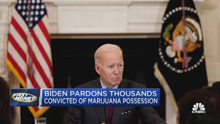 Cannabis stocks rise as Biden pardons thousands of people convicted of marijuana possession