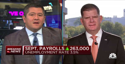U.S. Labor Sec. Marty Walsh reacts to September's key jobs report