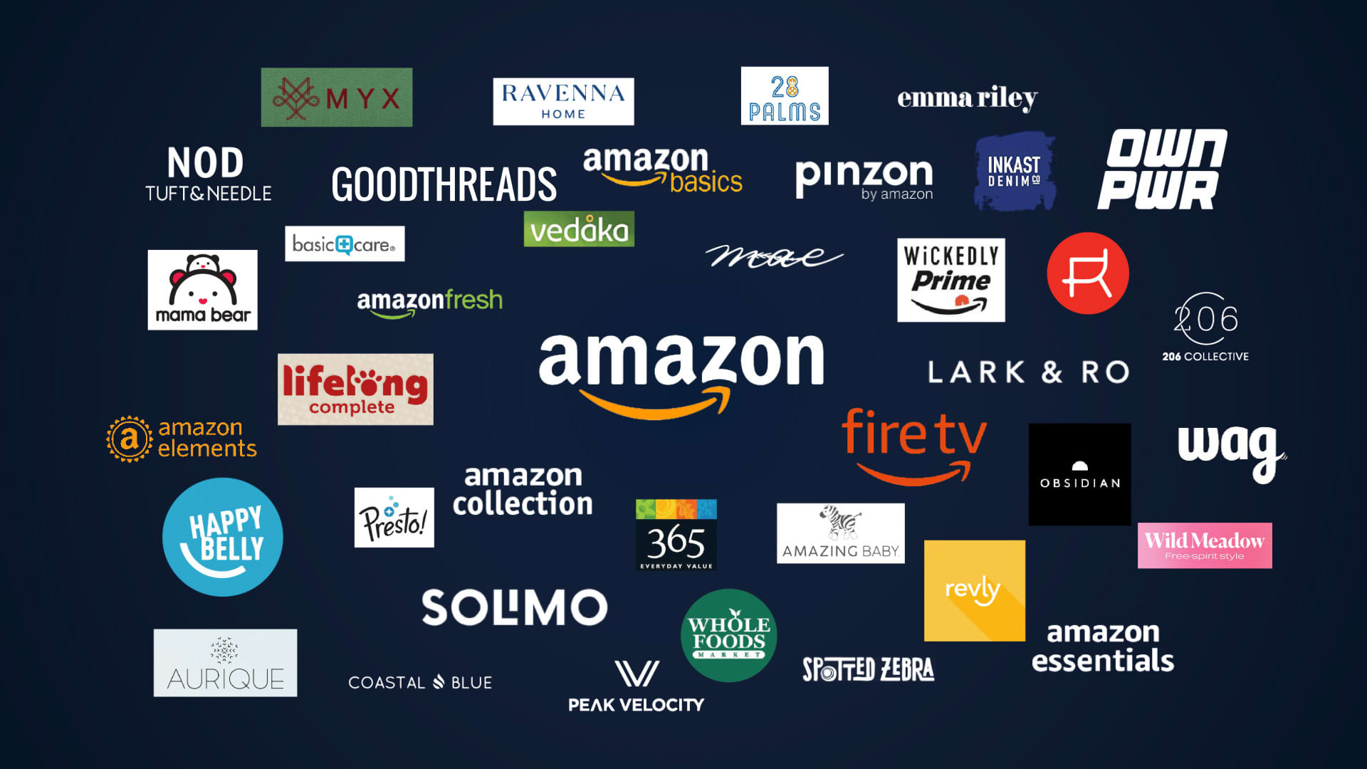 A selection of some of Amazon's 118+ private label brands as of October, 2022.