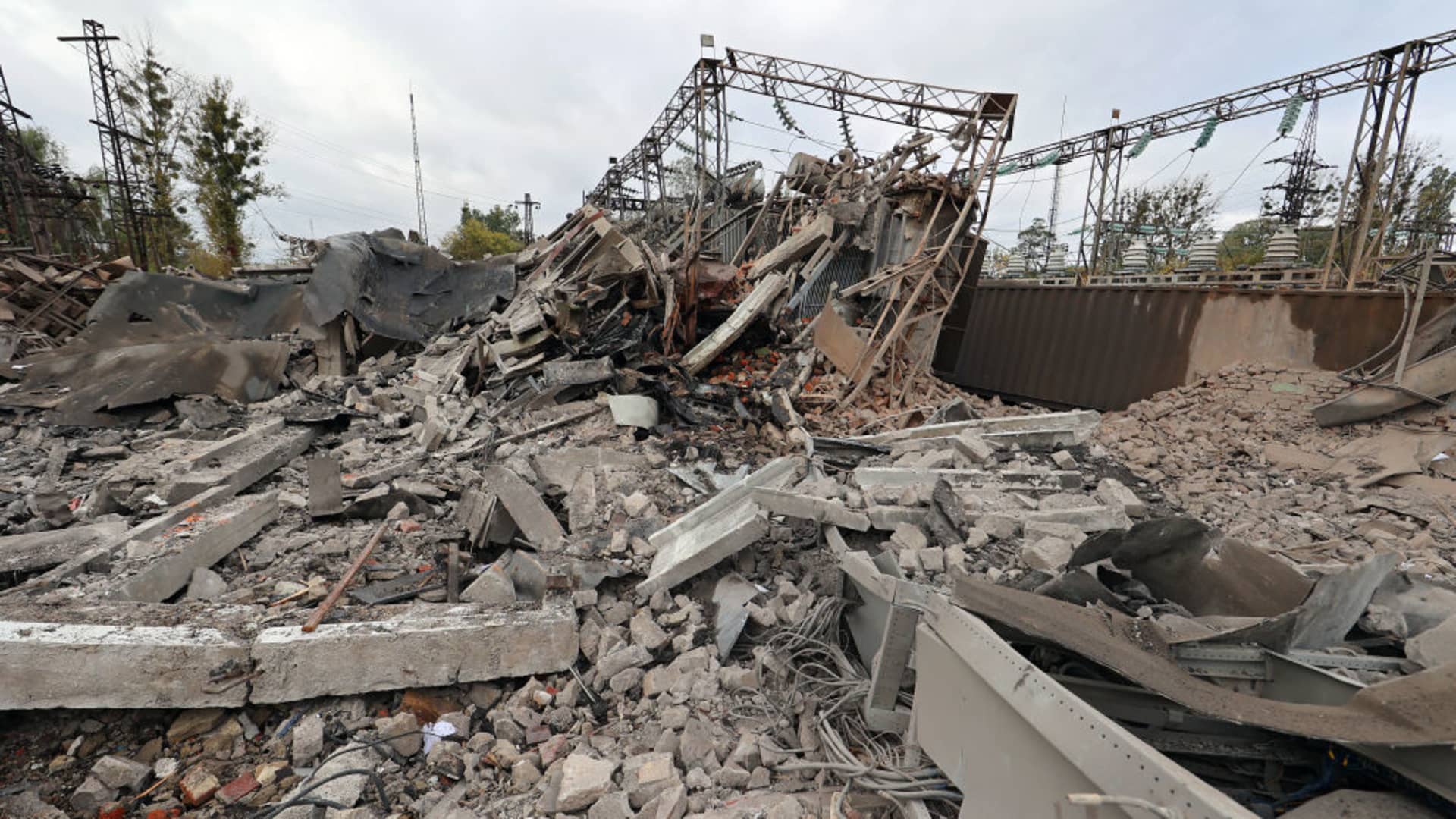 Power substation destroyed by a Russian missile attack, Kharkiv, north-eastern Ukraine.