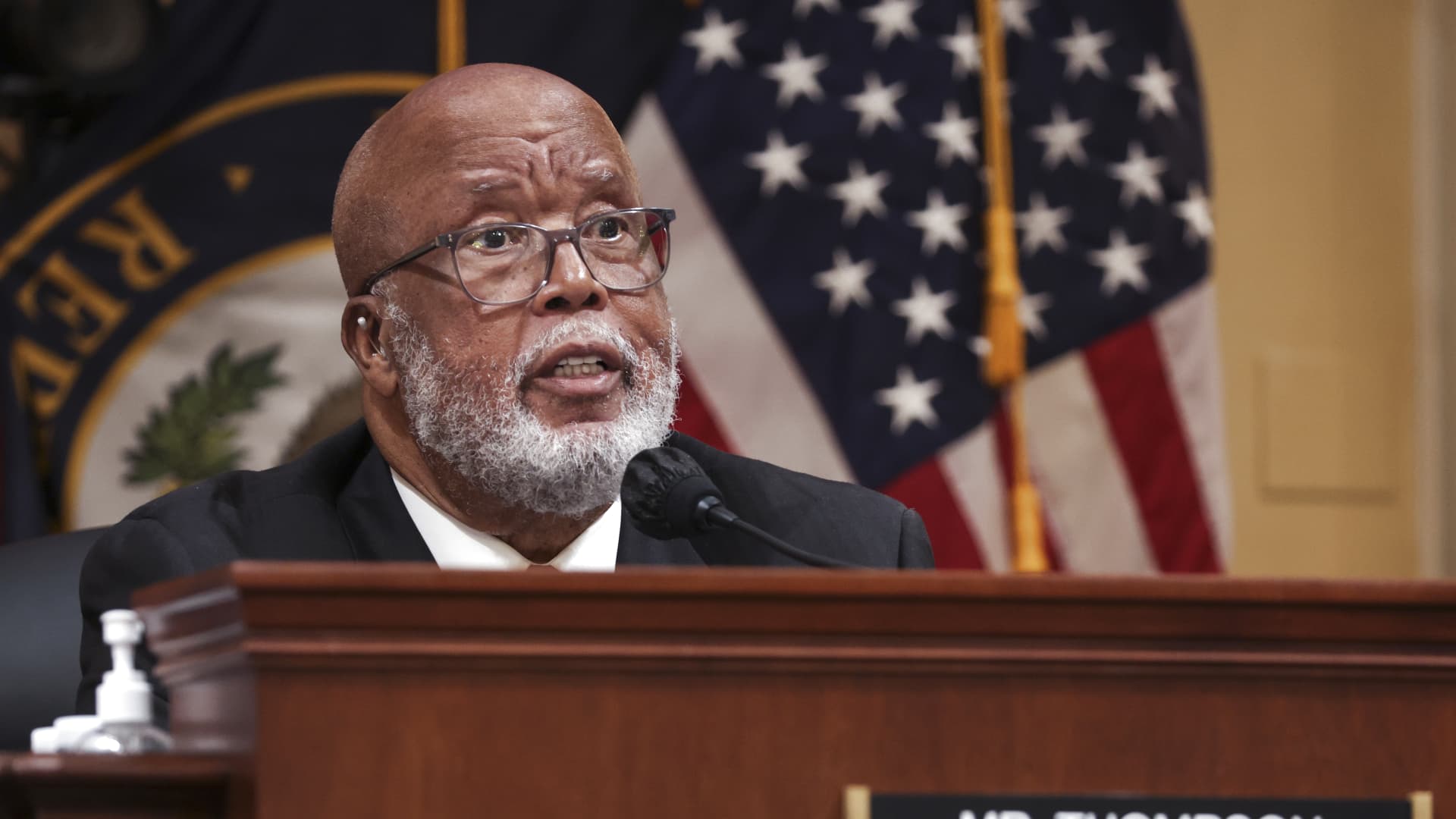 U.S. Rep. Bennie Thompson (D-MS), Chair of the House Select Committee to Investigate the January 6th Attack on the U.S. Capitol, delivers remarks during a hearing on the January 6th investigation in the Cannon House Office Building on October 13, 2022 in Washington, DC.