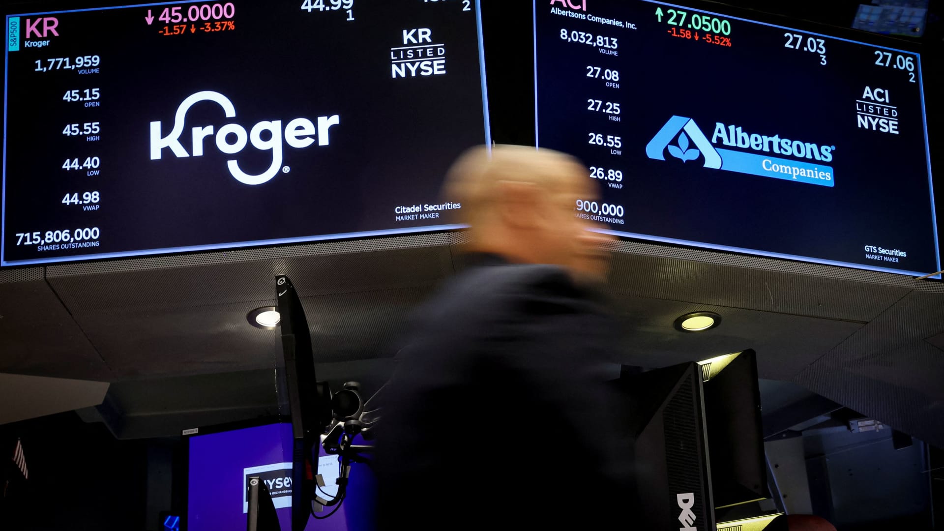 Stocks making the biggest moves noon: Kroger, DocuSign, Planet Labs, First Solar and more