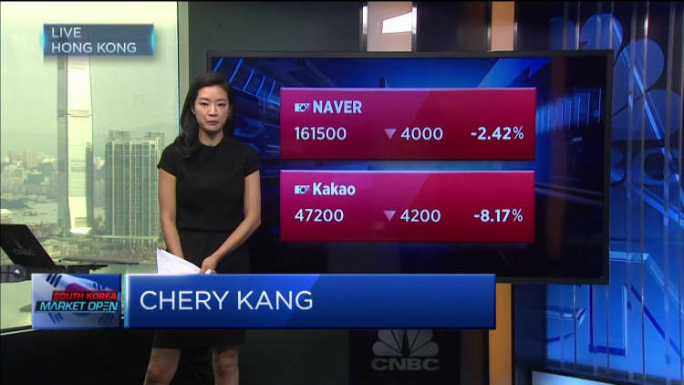 Korea's Kakao and Naver shares fall after fire disrupts services