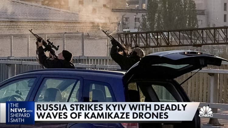 Russia unleashes kamikaze drones connected  civilian   targets successful  Kyiv
