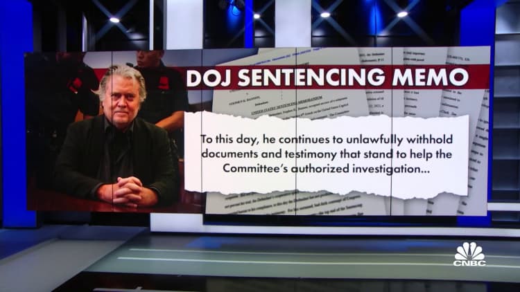 DOJ seeks six month prison sentence for former Trump advisor Bannon