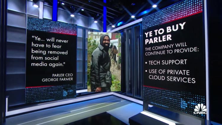 Kanye West buys right-wing social media platform Parler