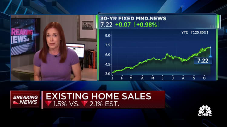 Existing homes sales drop 23.8% year-over-year from 2021