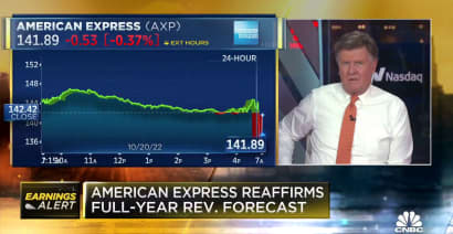 American Express earnings beat expectations, company reaffirms full-year revenue forecast