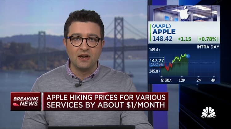 Apple is increasing its price for numerous services by a dollar