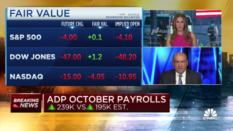Private payrolls rose 239,000 in October, higher than forecast: ADP