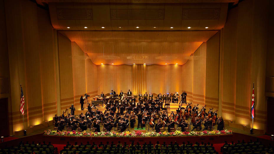 The New York Philharmonic performs on Feb. 26, 2008, in Pyongyang, North Korea.