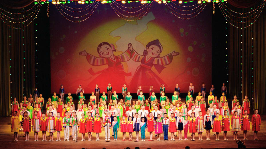 A performance at the Mangyongdae Schoolchildren's Palace in Pyongyang, North Korea.